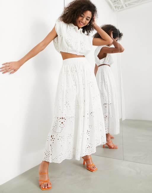 White midi shop full skirt