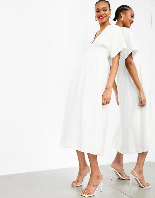 asos white midi dress Lavish Alice one shoulder in this dress ensures a standout silhouette ASOS Design - Midi Dress