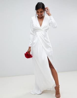 asos white satin dress