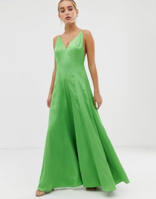 green satin dress asos