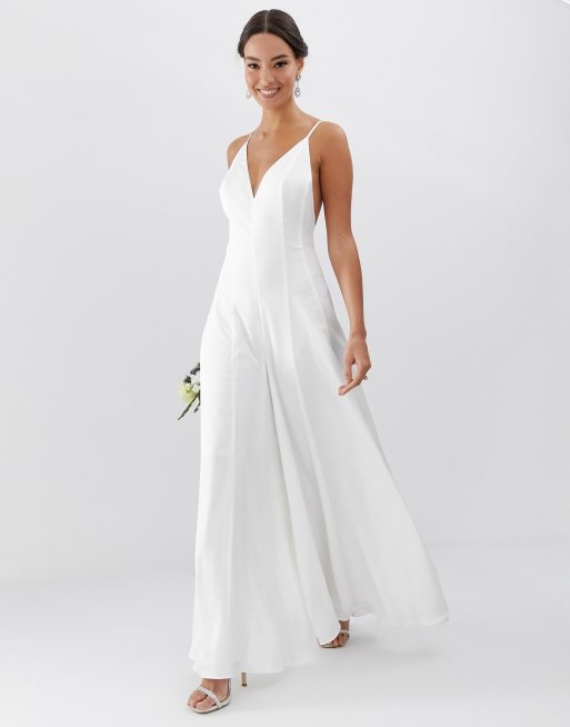 Asos edition cape sleeve wedding jumpsuit in outlet satin