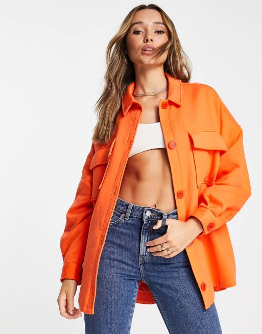 ASOS EDITION – Pomarańczowa dżersejowa kurtka koszulowa