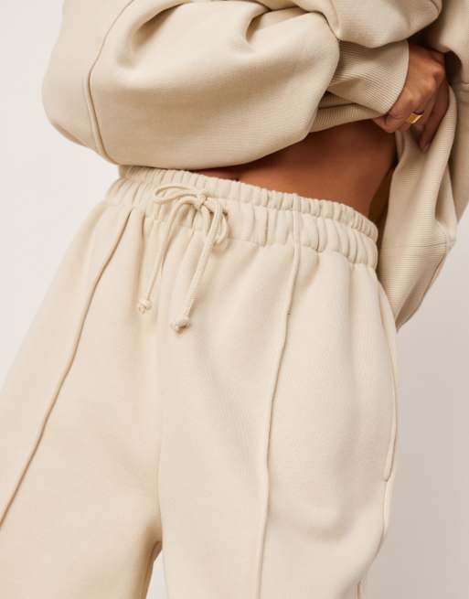ASOS EDITION - Premium - Beige og oversized joggingbukser med vidde og sømdetaljer i kraftigt stof, 5 af 5