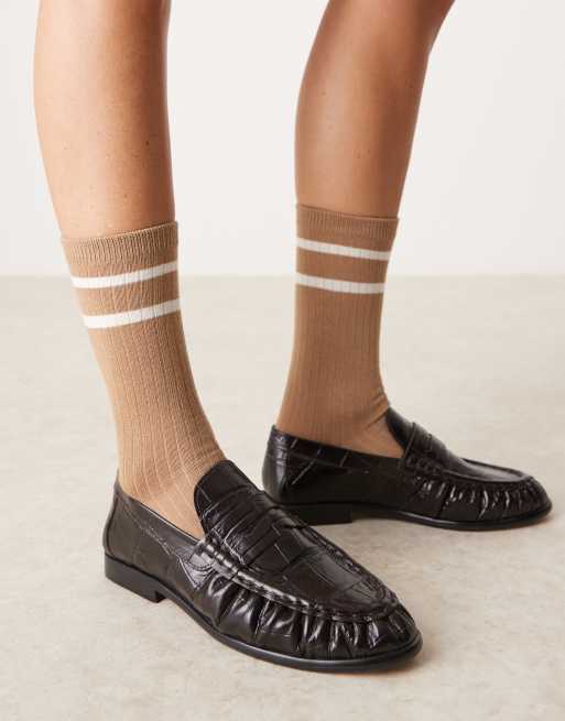 ASOS EDITION - Premium - Bordeauxrøde loafers med krokodillemønster i læder, 4 af 4