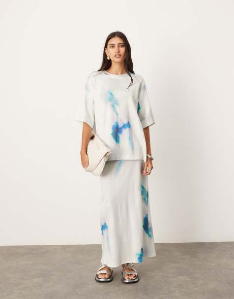 ASOS Edition Premium - Coordinato con t-shirt oversize e gonna lunga a colonna in jersey pesante con stampa sfumata - view 1