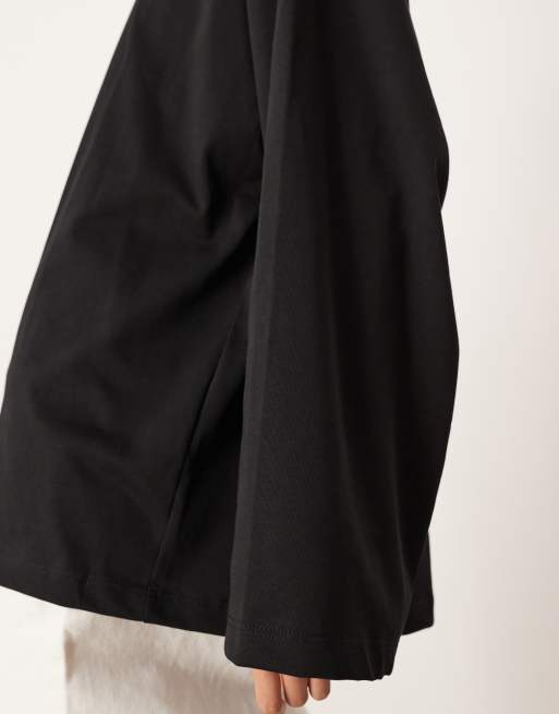 ASOS EDITION premium cotton oversized long sleeve t-shirt in black, 4 of 4