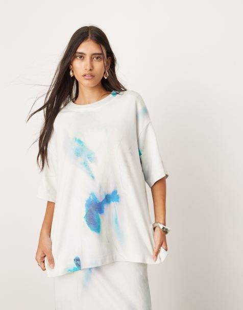 ASOS EDITION premium heavy weight textured jersey oversized t-shirt co-ord in blurred print - view 1