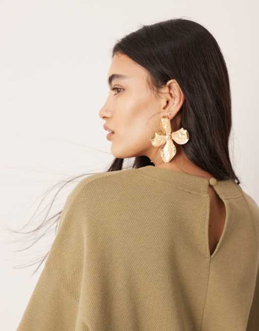 ASOS EDITION premium heavy weight textured jersey oversized t-shirt in khaki