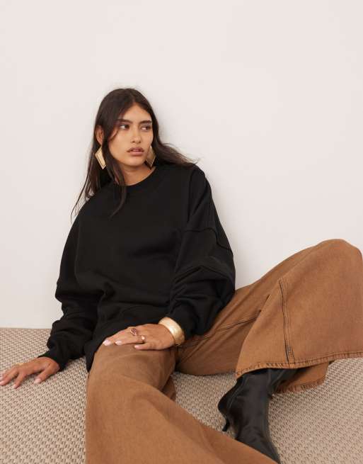 ASOS EDITION premium heavyweight sweatshirt with seam detailing in black