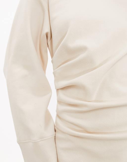 ASOS EDITION premium jersey long sleeve mini dress in ecru, 2 of 4