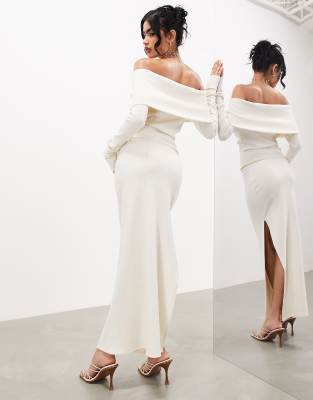 ASOS EDITION premium jersey maxi skirt with split in cream - ASOS Price Checker