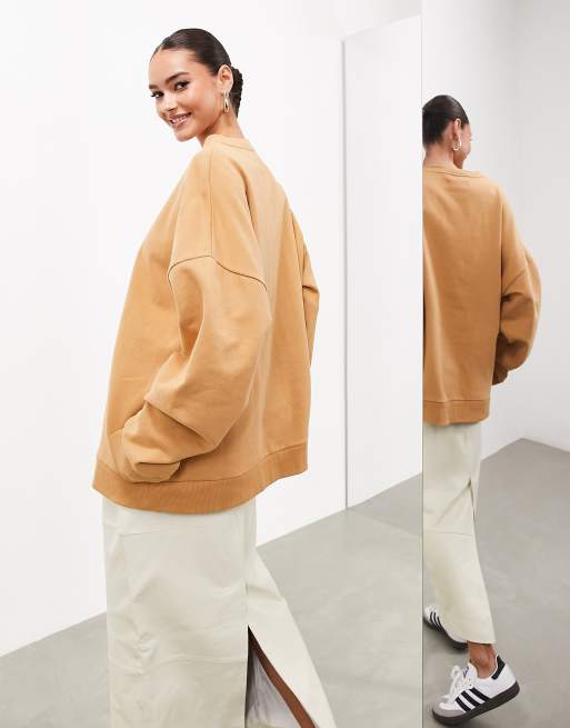 ASOS EDITION premium oversized heavy weight sweatshirt in camel