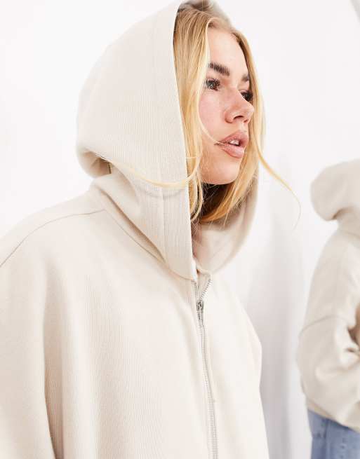 ASOS EDITION premium oversized heavyweight zip through hoodie in oatmeal