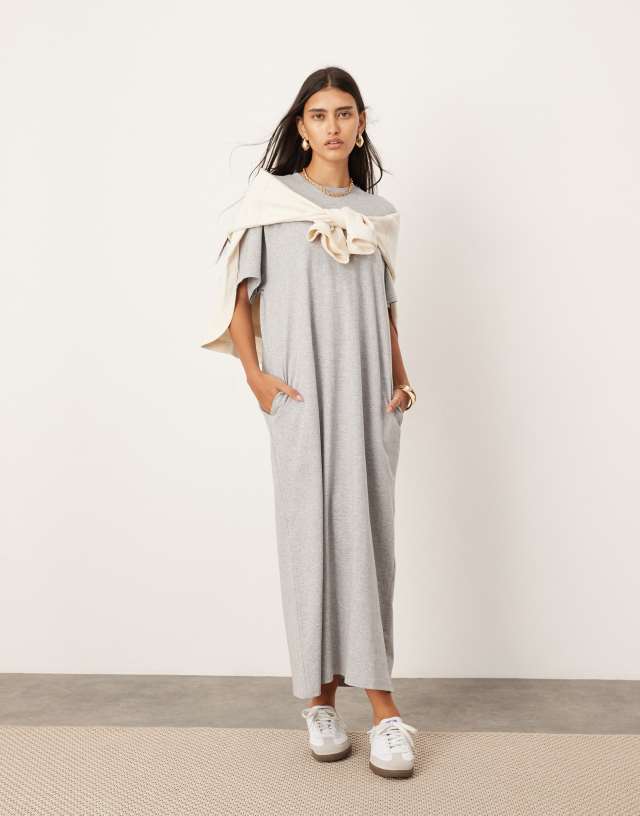 lou & grey soft slub maxi pocket tee dress ASOS EDITION premium t-shirt with pockets in gray MerchCategory4:DENIM MINI DRESS