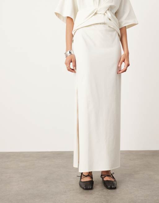 Asos satin maxi skirt with centre front split sale