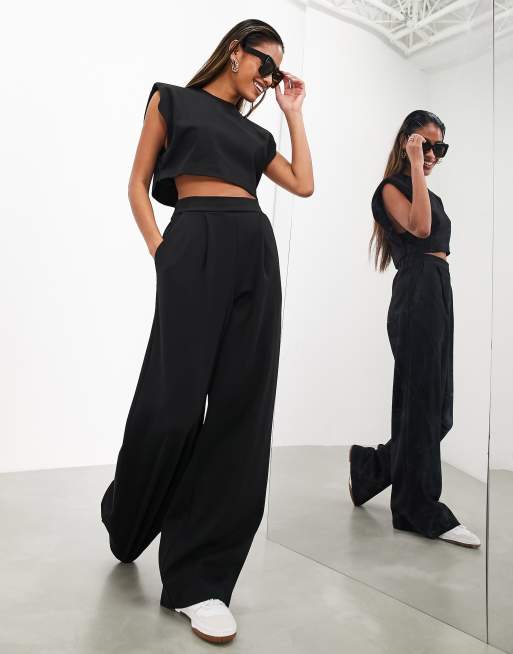 ASOS EDITION premium textured jersey pants in black