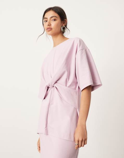 ASOS EDITION premium textured jersey twist detail tshirt co-ord in lilac - view 1