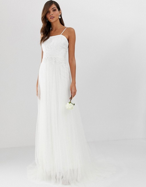 ASOS EDITION pretty mesh and lace layered wedding dress