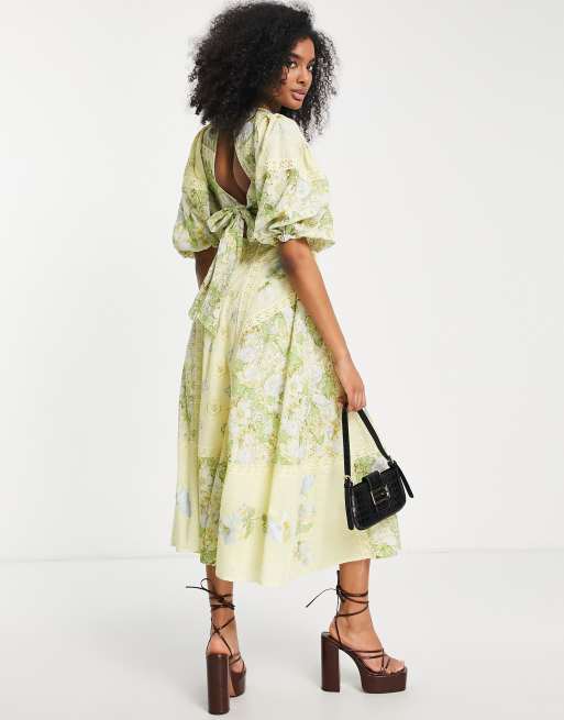 Asos yellow embroidered hot sale dress