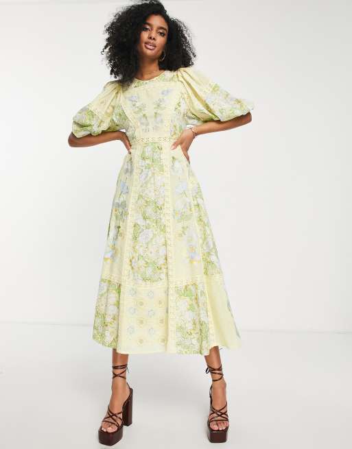 Asos yellow midi dress sale