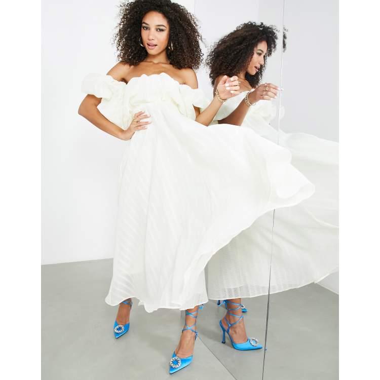 Asos white off discount the shoulder dress