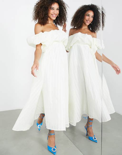 White off the 2024 shoulder midi dress