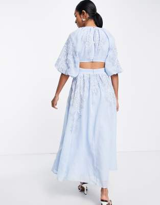 asos blue puff sleeve dress ASOS Design - Puff Sleeve Mini Dress - Women - Cotton - 8 US