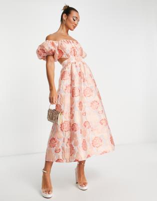 asos puff sleeve floral dress