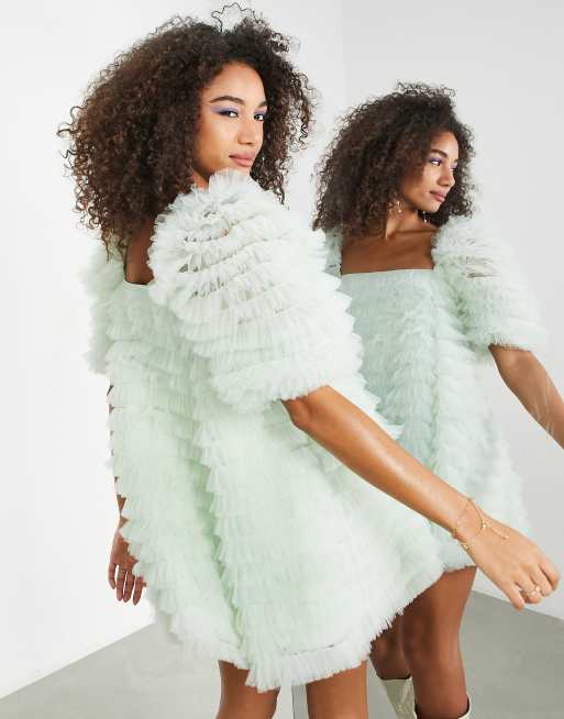 Asos green tulle dress best sale