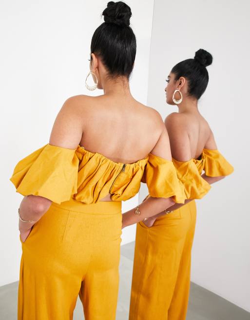 Mustard yellow off the best sale shoulder top