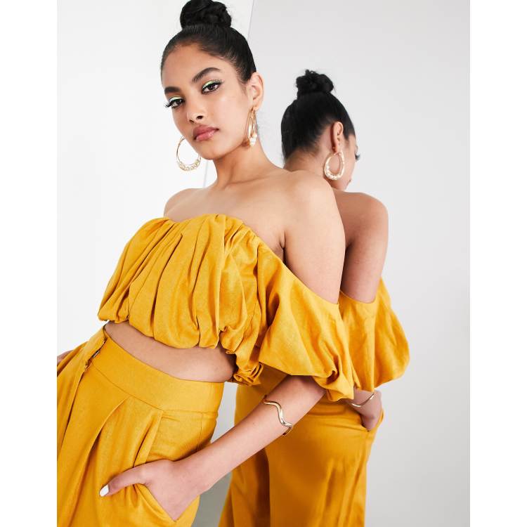 Mustard yellow off the shoulder top hot sale