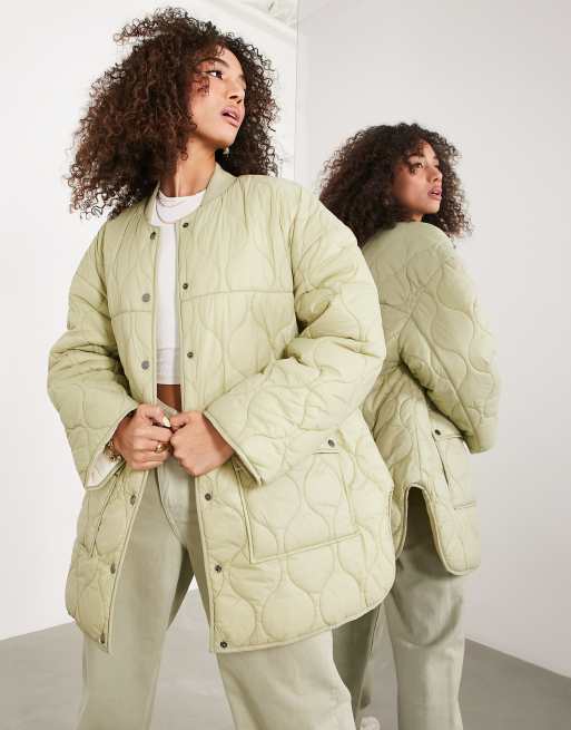 ASOS EDITION quilted reversible jacket in in khaki and stone