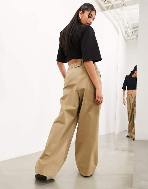 Stone Cotton Twill Trousers