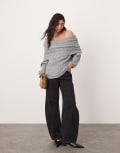 [ASOS EDITION] ASOS EDITION rib knit bardot jumper in grey marl S Grey Marl