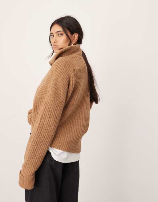 Half Zip Sweater Camel Knitted Jumper Polo Ralph Lauren Mens