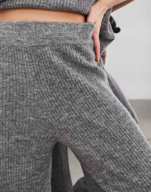 ASOS DESIGN knitted flare trouser in light grey