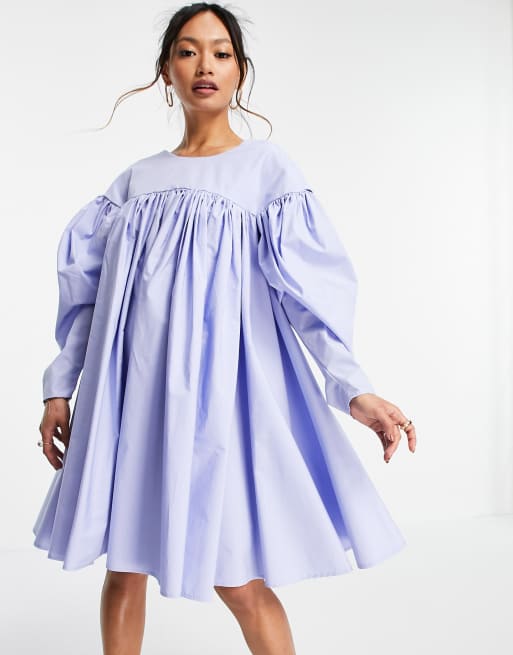ASOS EDITION Robe babydoll avec nœud oversize au dos Bleu barbeau