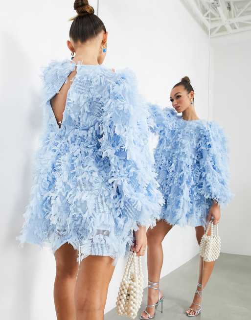 ASOS EDITION Robe babydoll courte en tulle texture Bleu pale