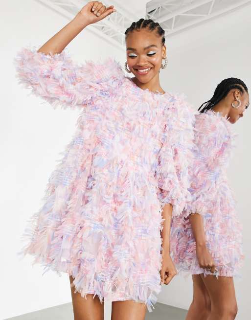 ASOS EDITION Robe babydoll courte en tulle textur Rose