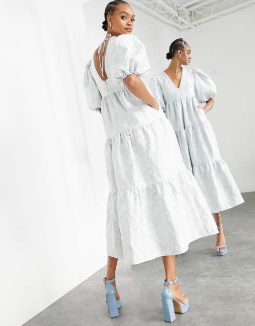 ASOS EDITION - Robe babydoll en jacquard - Bleu pâle, 2 de 4