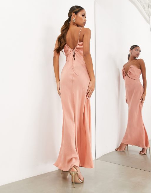 ASOS EDITION - Robe caraco longue avec découpe sous la poitrine et cordon de serrage - Rose, 3 de 4