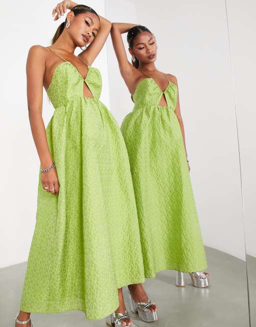 ASOS EDITION Robe caraco texturée mi-longue à découpes et ourlet