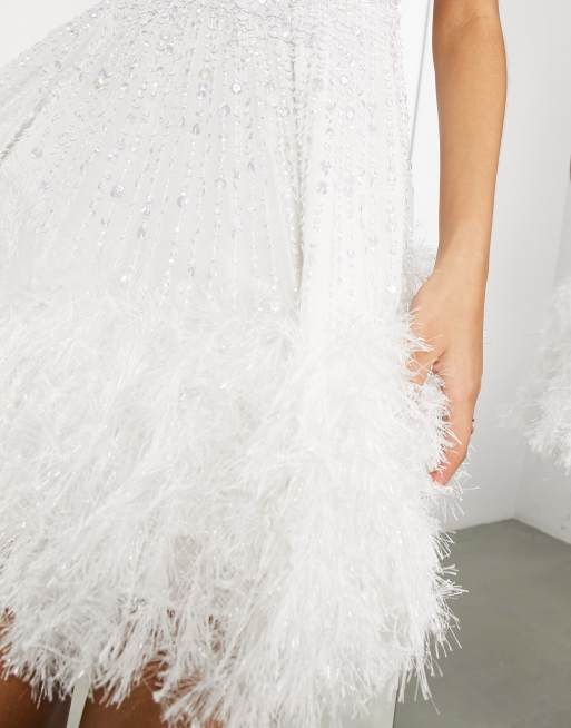 Robe Dos Nu MiM Avec Broderie De Paillettes Et Fleurs - Taille 38, Occasion En Très Bon état