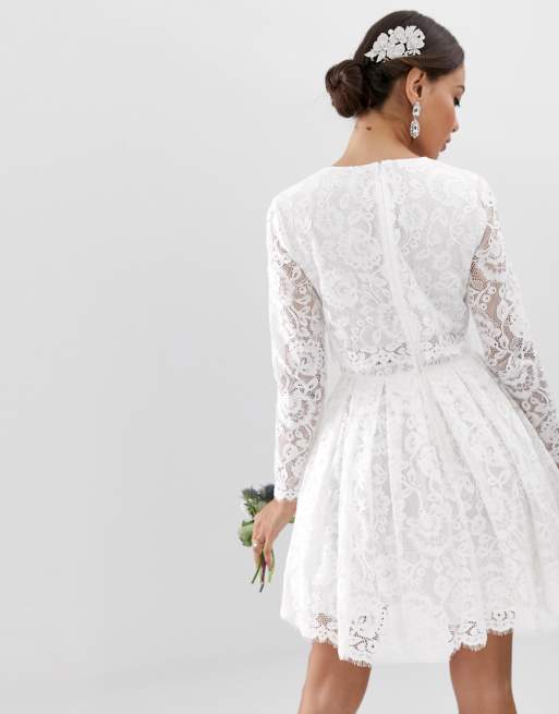 Asos Edition Robe Courte De Mariage Avec Crop Top En Dentelle
