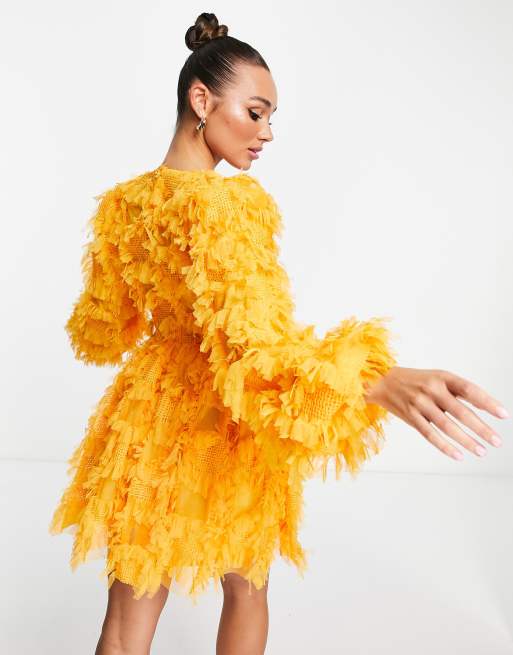 Robe de soirée longue en tulle habillée pour femme - Couleur Jaune - Prêt à  porter et accessoires