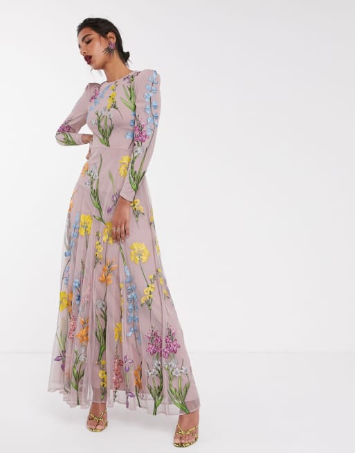 Asos Edition Robe Longue à Fleurs Brodées Asos