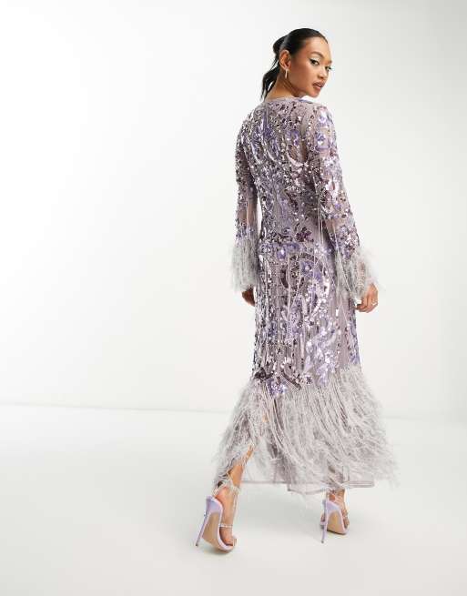 Robe à sequins et plume LISE