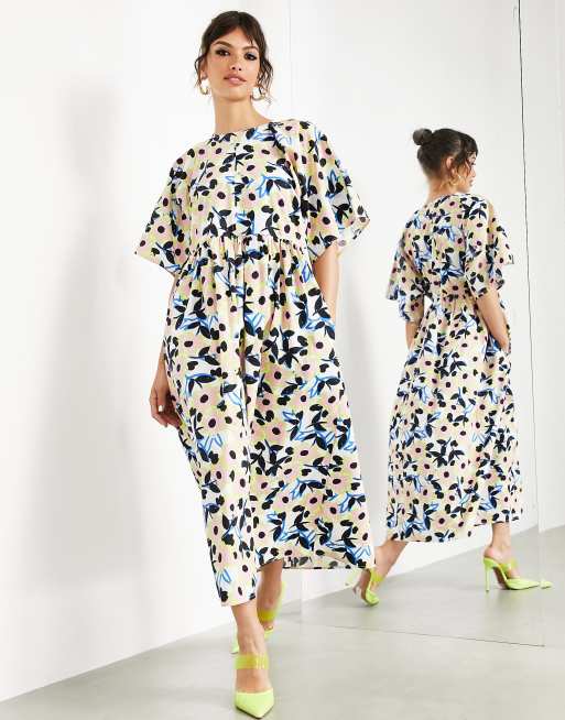 ASOS EDITION - Robe mi-longue en coton à imprimé fleuri, 4 de 4