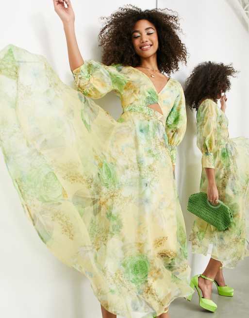 Robe mi best sale longue fleuri