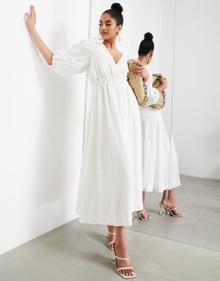 ASOS EDITION open back midi dress with full skirt in white - ASOS Price Checker